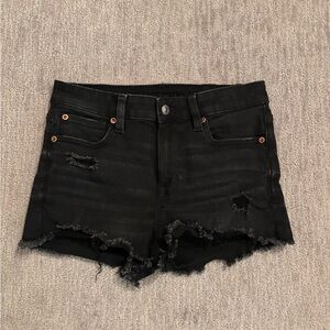 American Eagle Outfitters Black Ripped Jean Shorts